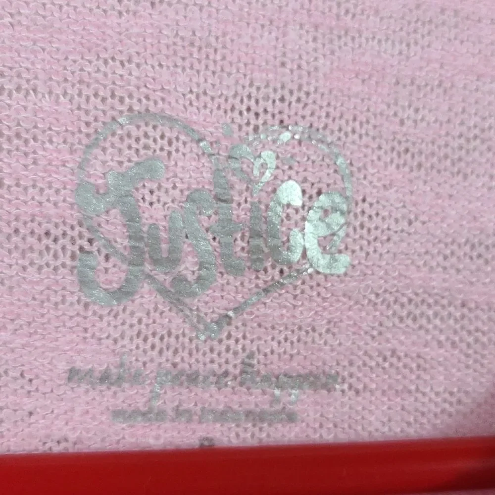 Justice Girls Pink Glitter Knot Front Shirt “Kind Is The New Cool” Slub Knit 8